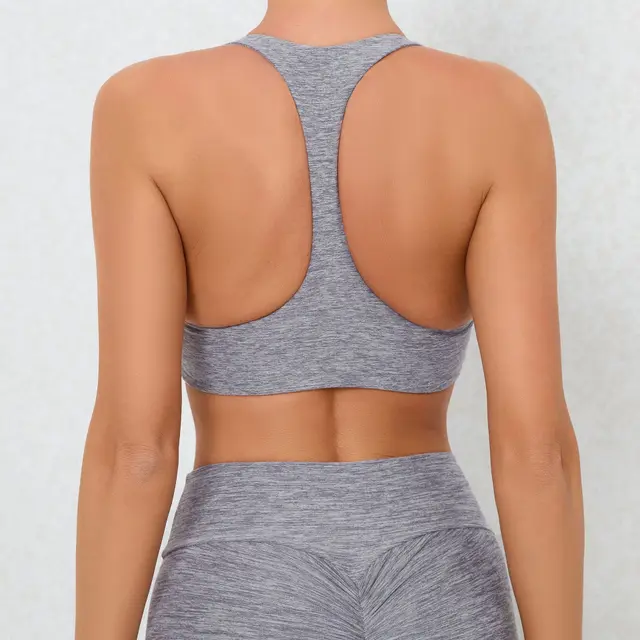 Nude Feel Sports Underwear Shockproof Push up Strap Yoga Bra Flower Gray - Shop at LoveMi