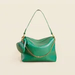 Genuine Leather High-grade Exquisite Shoulder Special-interest Design Cowhide Crossbody Women's Bag - Green