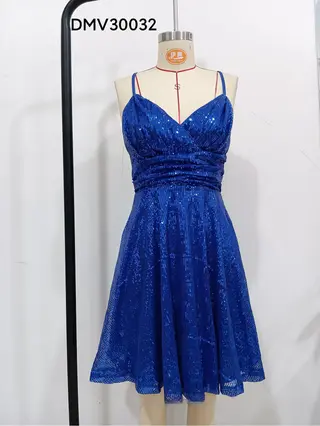 Autumn And Winter New Women's Sexy Gorgeous Sequined Dress Pleated Cross Strap Vacation Style Dress - Sapphire Blue
