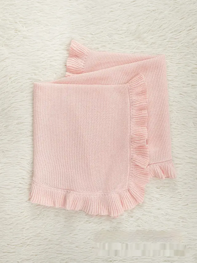 INS Style Baby Pure Cotton Ruffles Knitted Blanket Pink - Shop at LoveMi