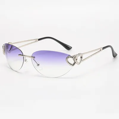 Frameless Trendy Rimless Sunglasses High grade Silver Frame Gradually Purple - Shop at LoveMi