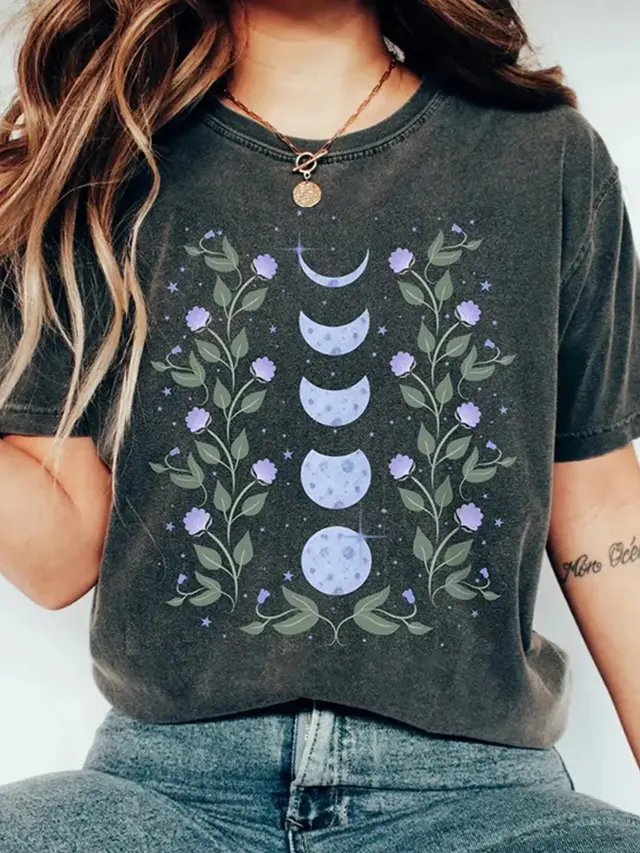 Women's Moon Digital Printed Casual Short sleeved T shirt Ndx202311244 - Shop at LoveMi