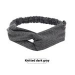 Hairband Cross Knitted Thread Hairware - Knitted Dark Gray