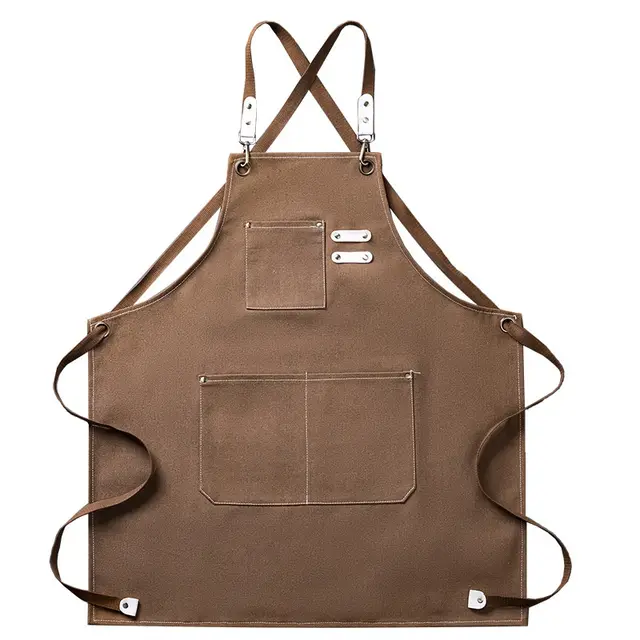 Thickened 100 Cotton Canvas Apron Waterproof Oil Household Brown - Shop at LoveMi
