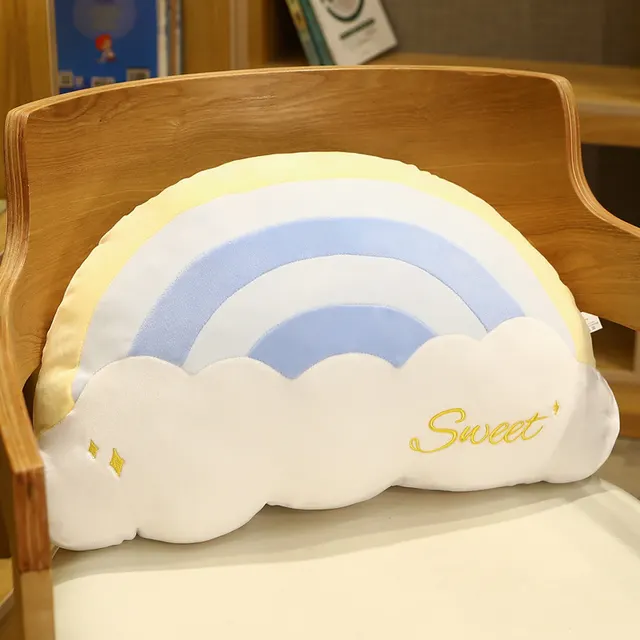 Cute Cloud Rainbow Pillow Office Chair Backrest Decorative Cushion Cloud Blue - Shop at LoveMi