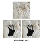 Thin Pure Cotton Polka Dot Bow Socks Women - Average Size