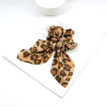 Ribbon Ponytail Large Intestine Leopard Hair Band - Dark Coffee Color Series - View 1