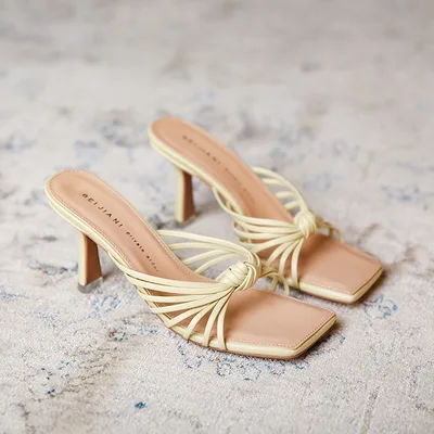 Women's French Style Retro Outerwear Sandals Yellow - Shop at LoveMi