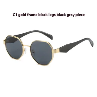 New Polygonal Sunglasses Wide Leg Metal Large Rim Sunglasses Women - C1