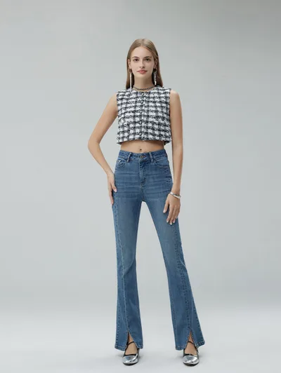 Fashion Special Split Bell bottom Pants Women Blue - Shop at LoveMi