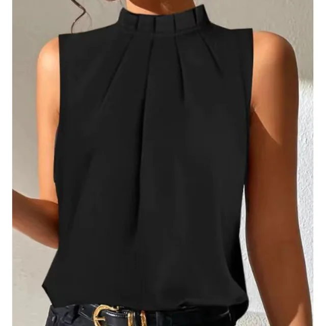 Summer Simple Black Casual Sleeveless Slim Vest Black - Shop at LoveMi