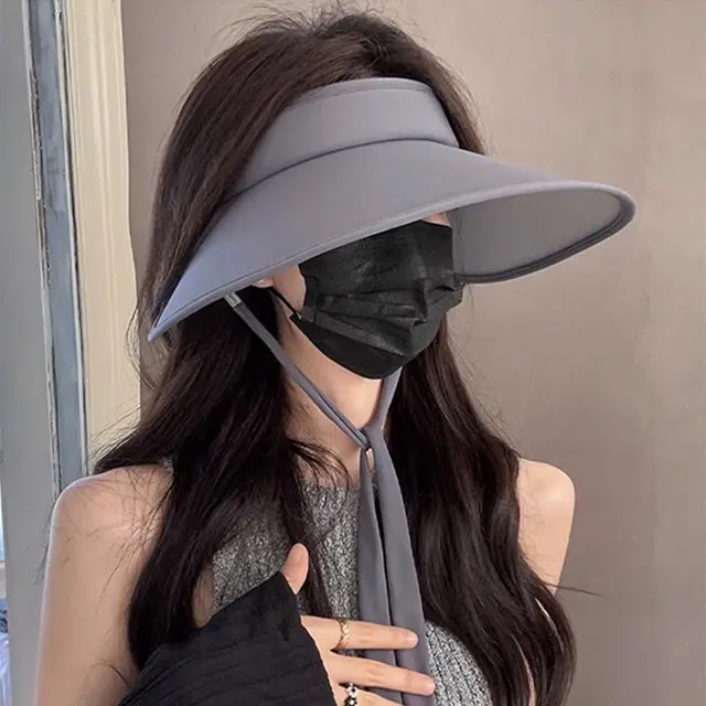 Air Top Sun Protection Hat Female Summer Cycling UV Protection Gray - Shop at LoveMi