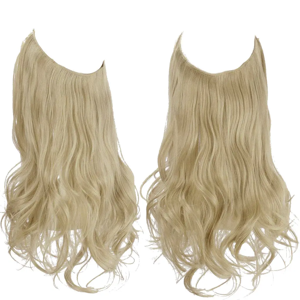 Wig Female Fish Line Type Long Curly Hair Chemical Fiber Extension Piece Matte High Temperature Silk Fish Silk Thread Wig Piece - 24And613