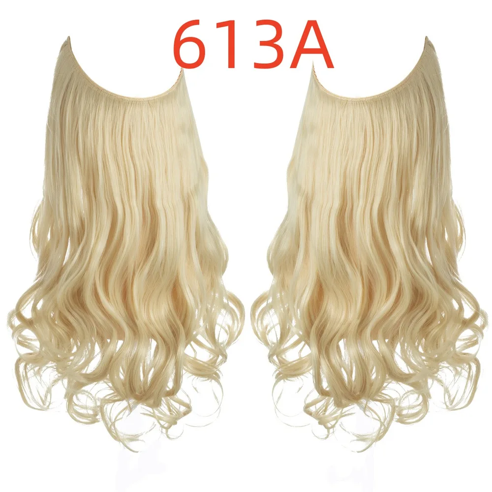 Wig Female Fish Line Type Long Curly Hair Chemical Fiber Extension Piece Matte High Temperature Silk Fish Silk Thread Wig Piece - 613A