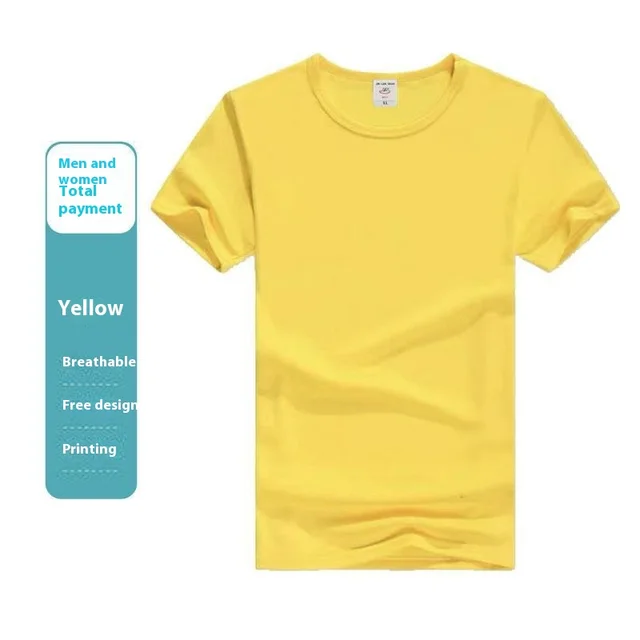 Cotton Round Neck T shirt Custom Advertising Shirt Yellow - Shop at LoveMi
