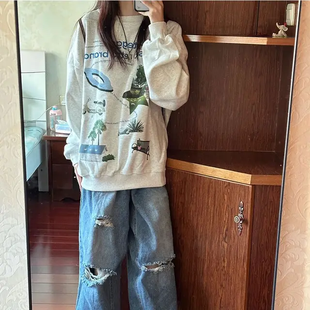 Women's Hooded Light Gray Long sleeved Sweater Light Gray Thin - Shop at LoveMi