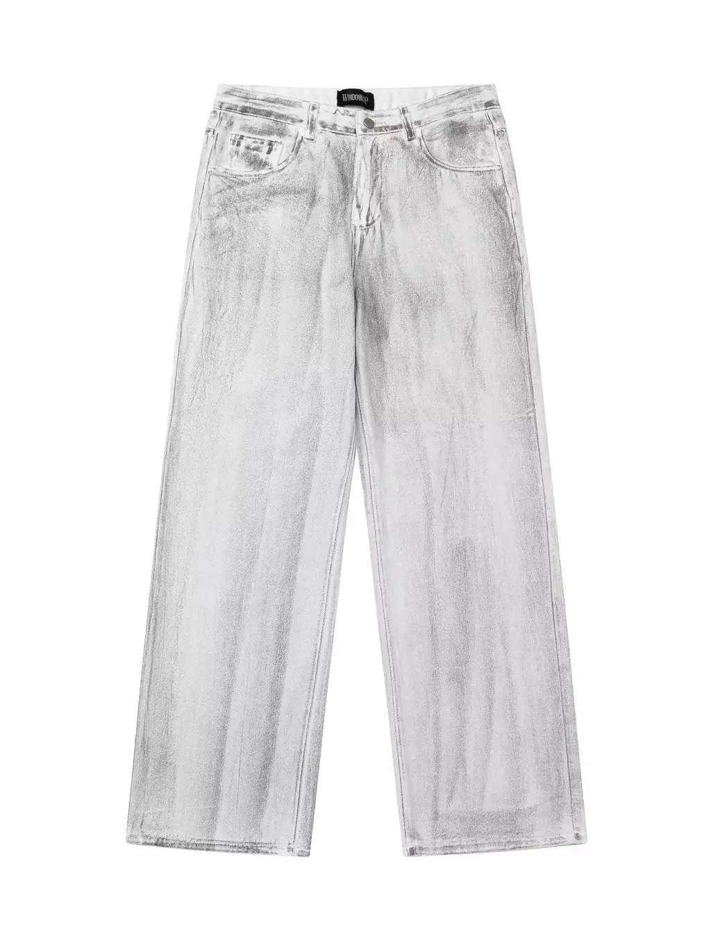 Retro Distressed Dirty Loose Mop Jeans - White