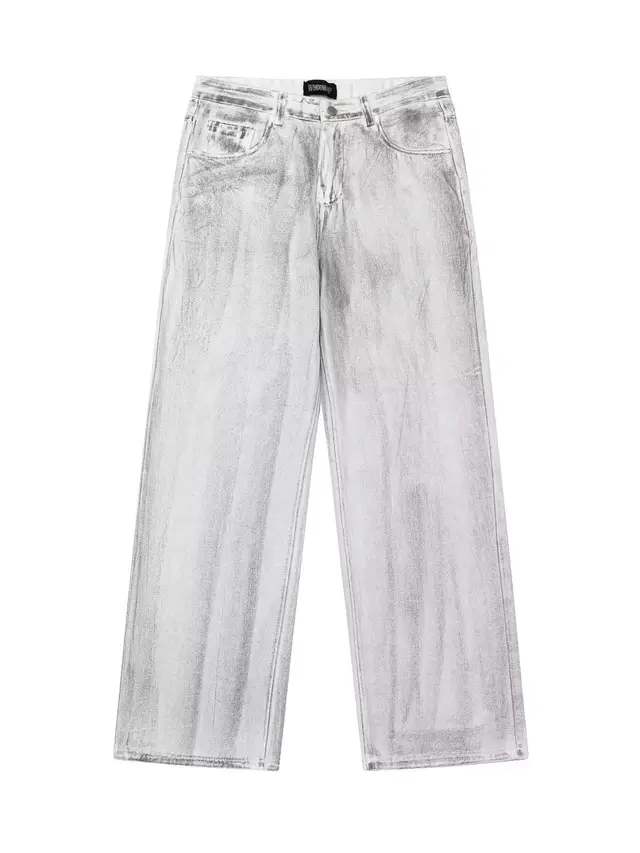 Retro Distressed Dirty Loose Mop Jeans White - Shop at LoveMi