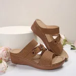 Wedge Platform Sandals With Plus Size Beach - Brown