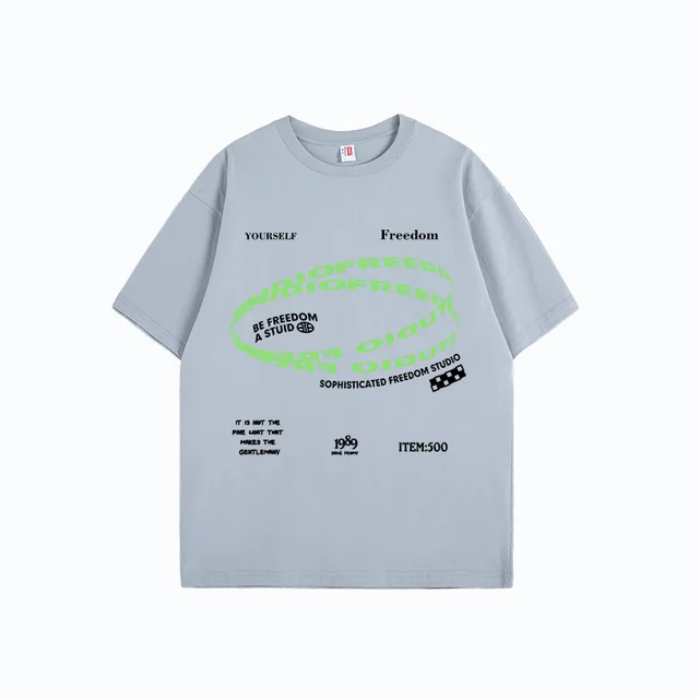 American Letter T shirt Summer Street Haze Blue - Shop at LoveMi