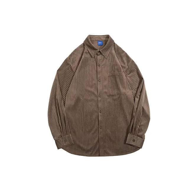 Japanese Style Retro Striped Shirt Bottoms Brown Corduroy - Shop at LoveMi