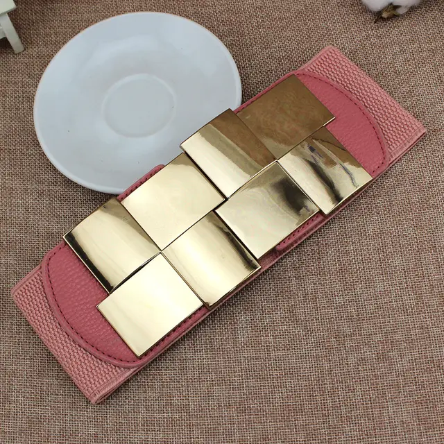 Metal Buckle Accessories Waist Seal Female Elastic Waistband Pink - Shop at LoveMi