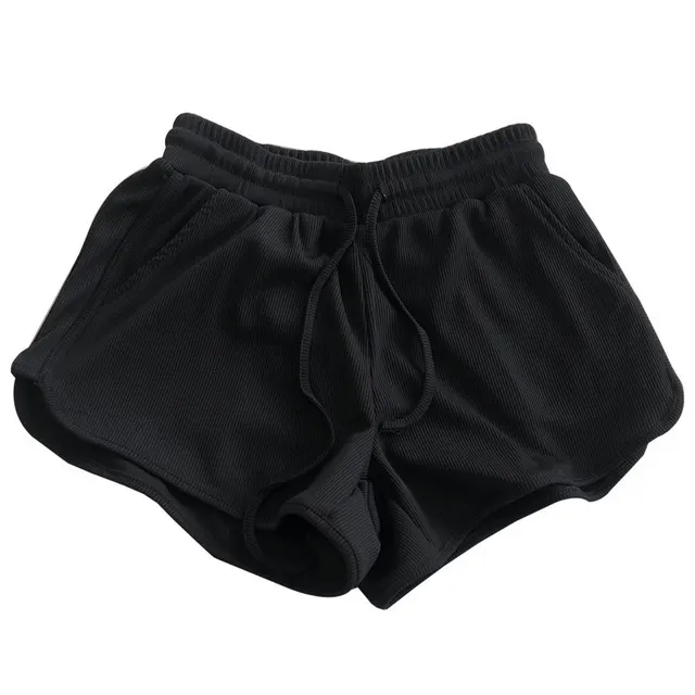 Ice Silk Thread Shorts Summer Korean Style Elastic Waistband Wide Leg Pants Elastic Black - Shop at LoveMi