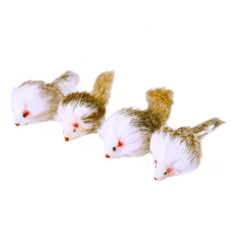 Cat Two-color Leather Rabbit Fur Large Mouse Toy - Color Mixing - View 1