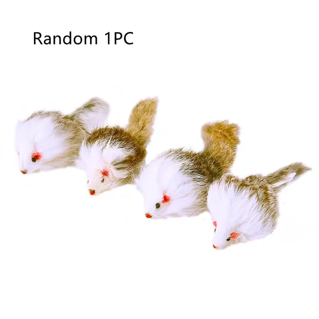 Cat Two color Leather Rabbit Fur Large Mouse Toy Color Mixing - Shop at LoveMi