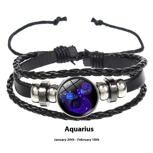 12 Constellation Multi layer Woven Luminous Couple Bracelets Aquarian Luminous Style - Shop at LoveMi