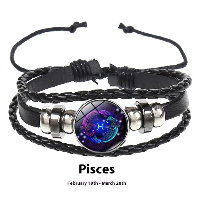 12 Constellation Multi layer Woven Luminous Couple Bracelets Pisces Luminous - Shop at LoveMi