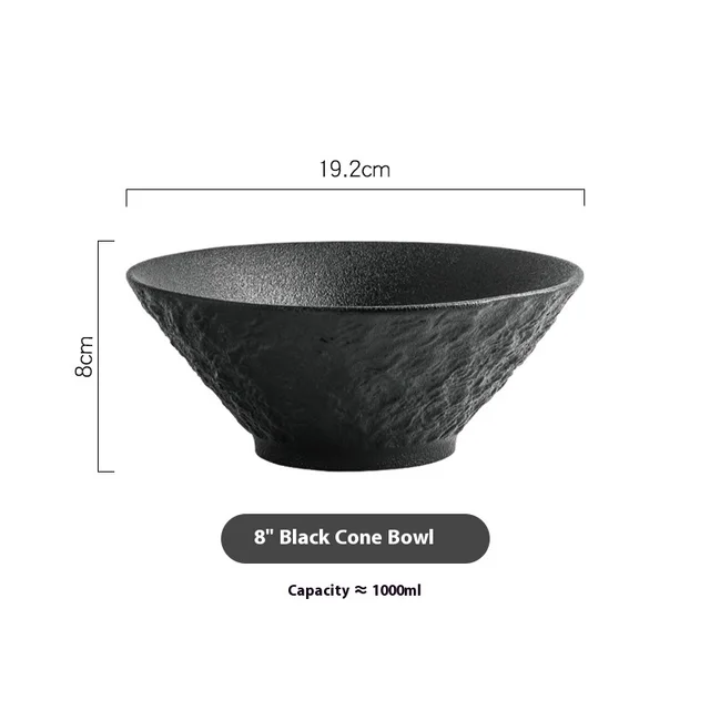 Rain hat Shaped Bowl Household Soup 8Inches Black - Shop at LoveMi