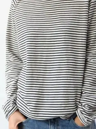 Loose Round Neck Raglan Long Sleeve Striped Printed Sweater - Gray