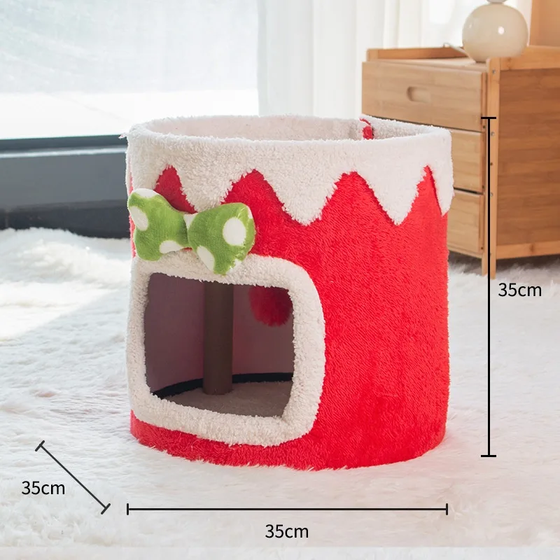 Double Layer Cat Climbing Frame Cat Nest Four Seasons Universal - Red - View 1
