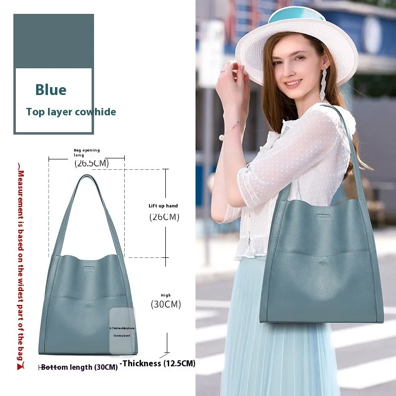 Women's Commuter Travel Cattle Leather Bag Blue - Shop at LoveMi