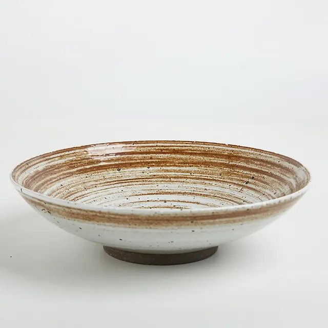 Handmade Glazed Ceramic Tableware Rice Bowl Plate Fruit 8 Inch Pot Three Too Plate - Shop at LoveMi