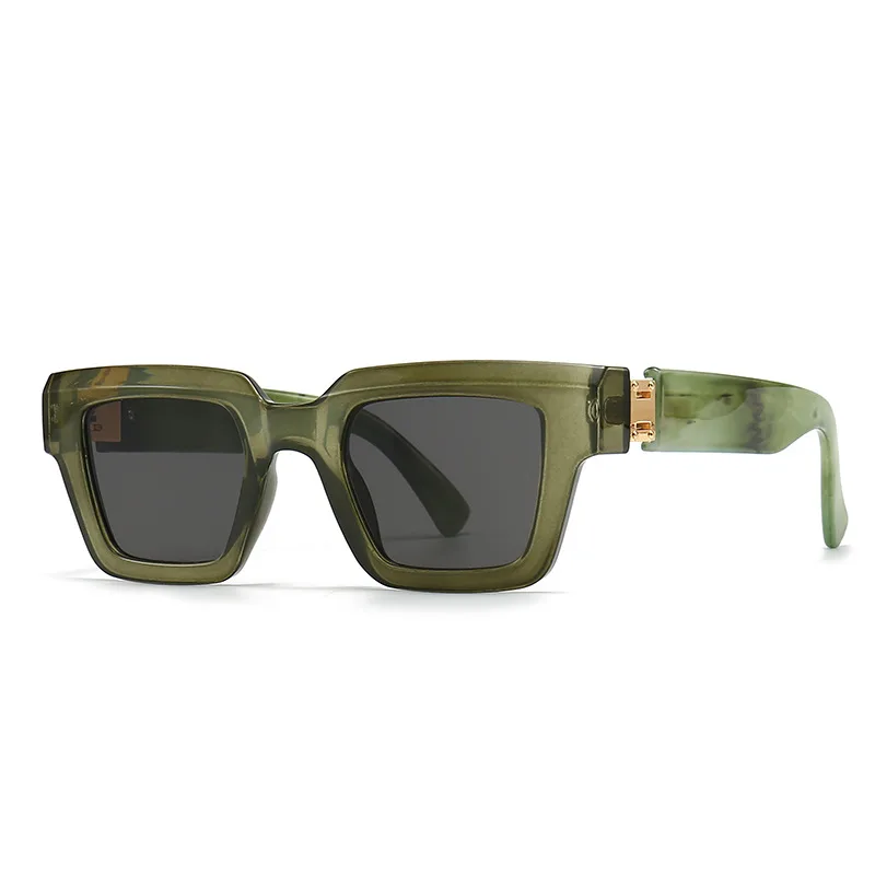 Retro Sunglasses High-end Women's INS Style Sunglasses All-match Fashion - C6 Olive Green Gray Sheet