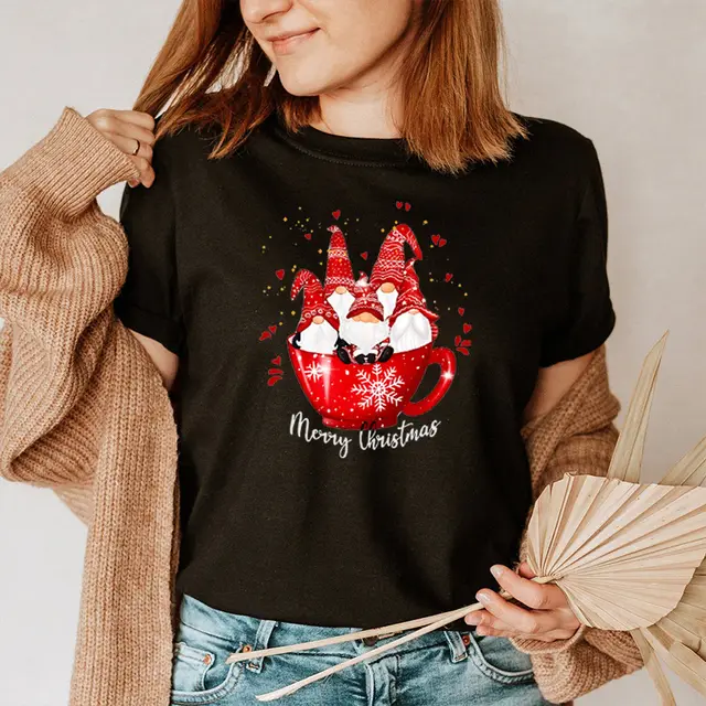 Christmas Women's Vintage Casual All matching Short Sleeve Black - Shop at LoveMi