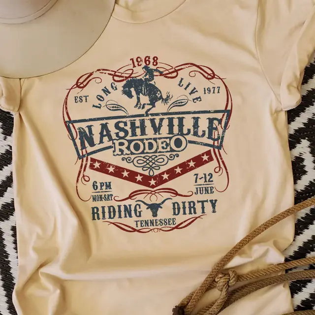 Nashville Rodeo Western Graphic T Shirt Women's Vintage Khaki - Shop at LoveMi