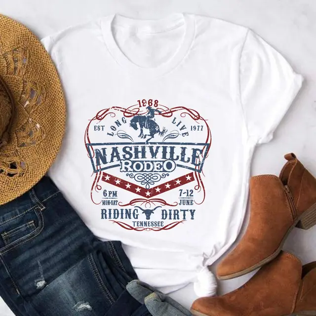Nashville Rodeo Western Graphic T Shirt Women's Vintage White - Shop at LoveMi