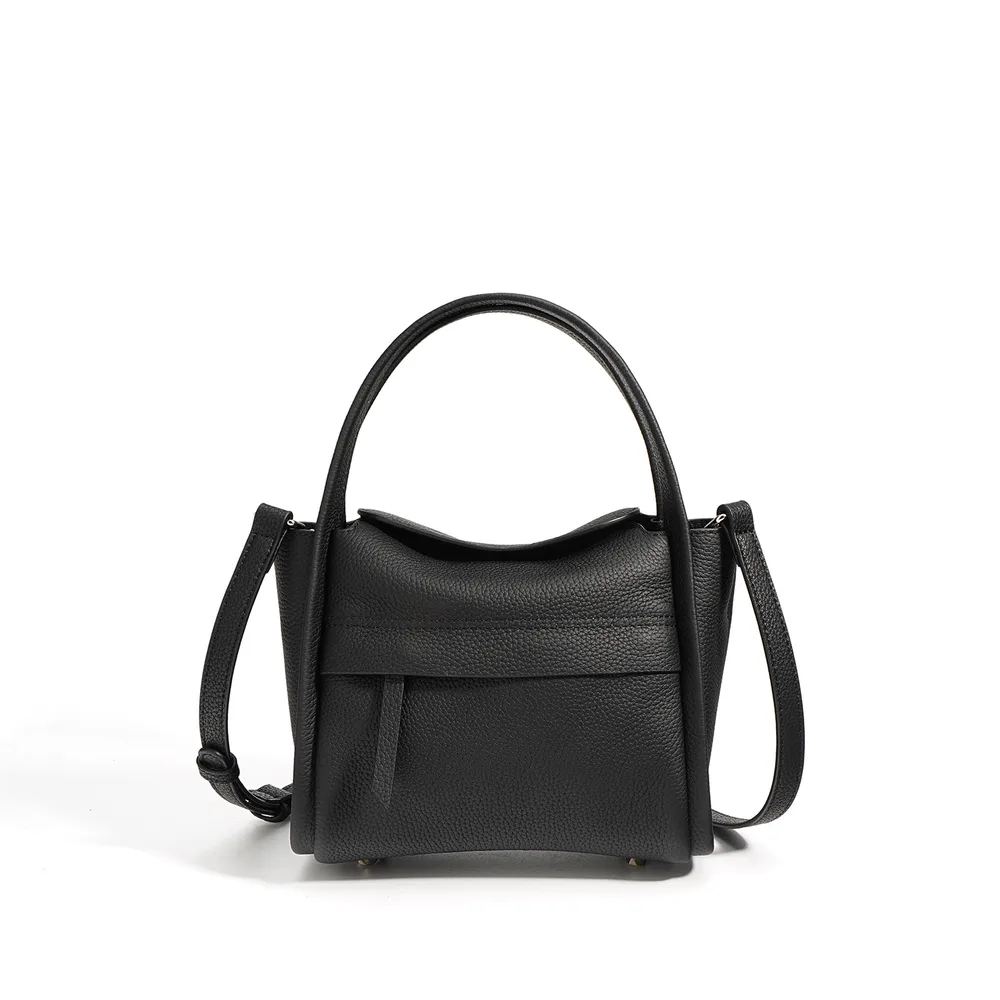 Women's Fashion Casual First Layer Cowhide Portable Messenger Bag Black - Shop at LoveMi