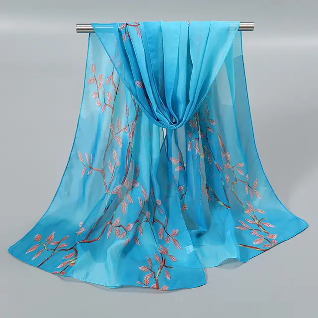 Little Chiffon Small Silk Scarf Scarf For Women Xq4402 Blue - Shop at LoveMi