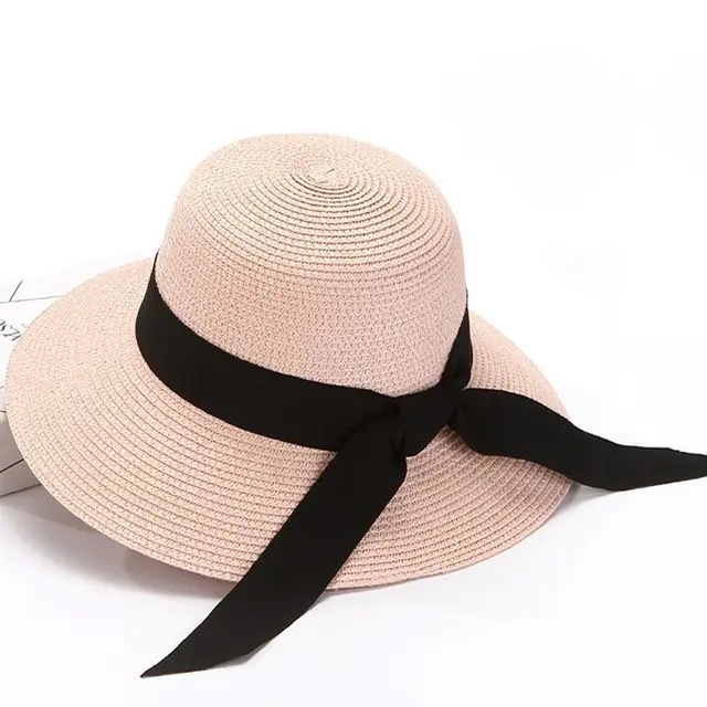 Women's Beach Wide Brimmed Sun Straw Hat Pink - Shop at LoveMi