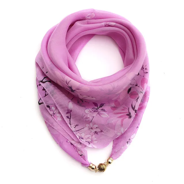 Golden Ball Floral Chiffon Scarf Women's Printed Thin Xq4443 Light Purple - Shop at LoveMi