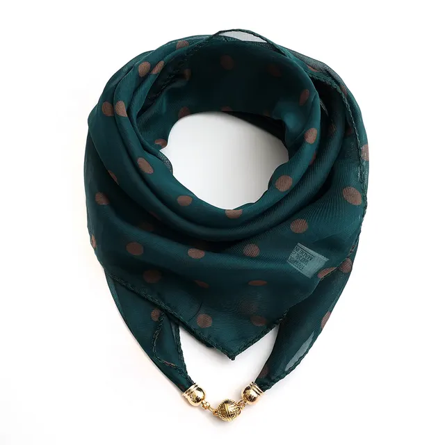 Golden Ball Floral Chiffon Scarf Women's Printed Thin Xq446 Dark Green - Shop at LoveMi