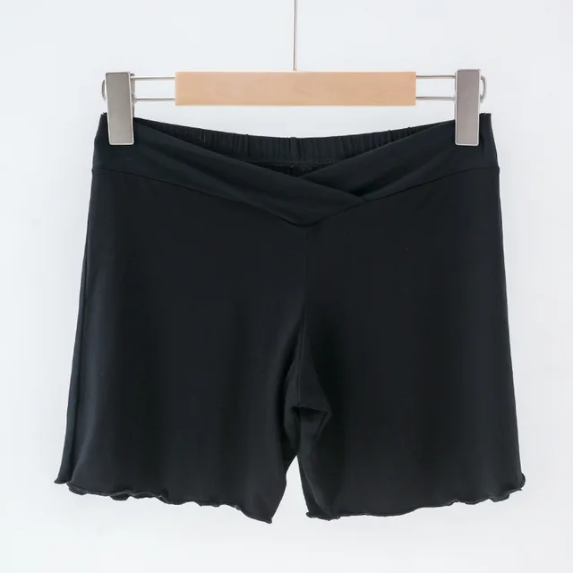 Summer Anti exposure Belly Support Summer Thin Leggings Shorts Low Waist Plus Size Black - Shop at LoveMi