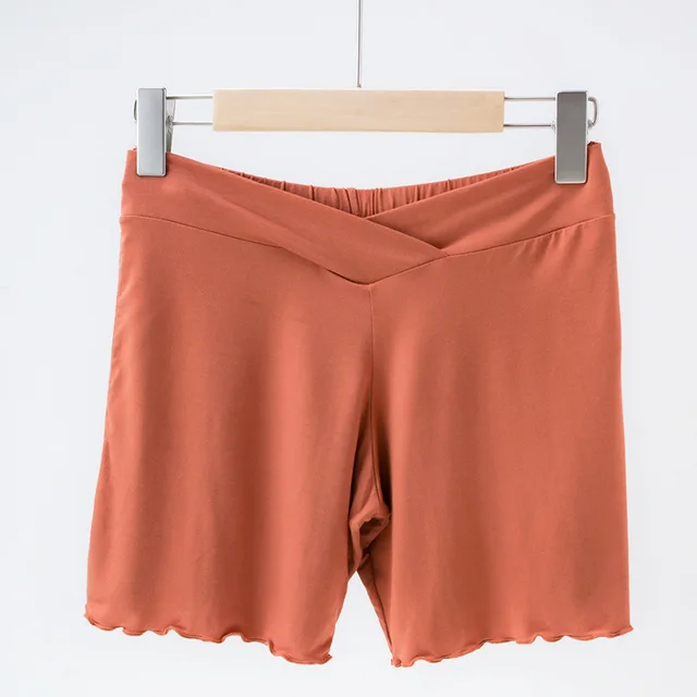 Summer Anti exposure Belly Support Summer Thin Leggings Shorts Low Waist Plus Size Caramel Color - Shop at LoveMi