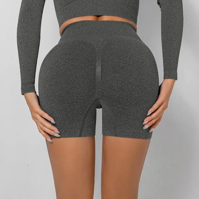 Sports Leggings High Waist Sports And Fitness Shorts Dark Gray - Shop at LoveMi