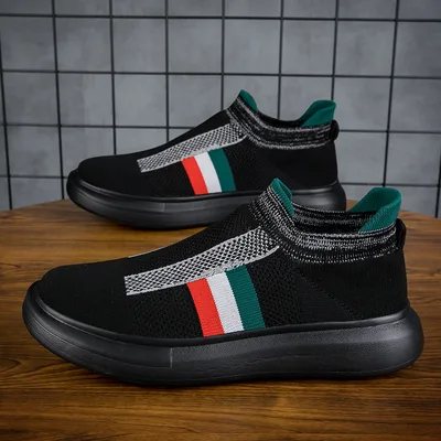 Large Size Casual Flyknit Couple Sneakers Black - Shop at LoveMi