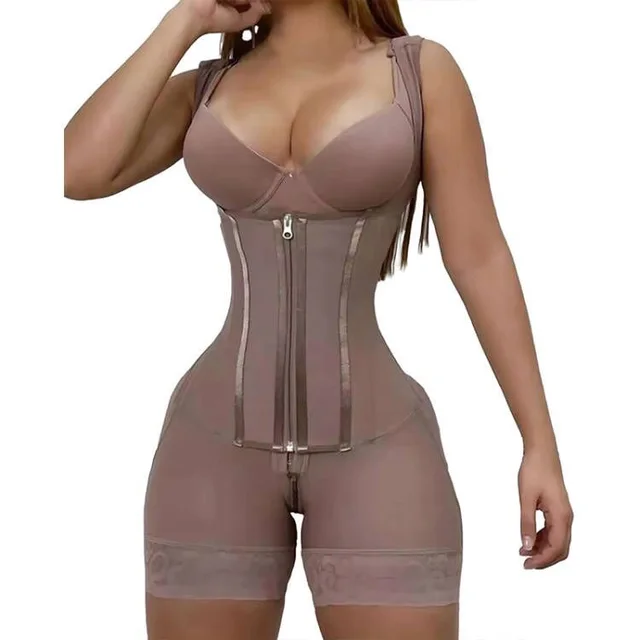 Women's 7 bone Steel Bar One piece Corset Belly Contracting Skin Color - Shop at LoveMi